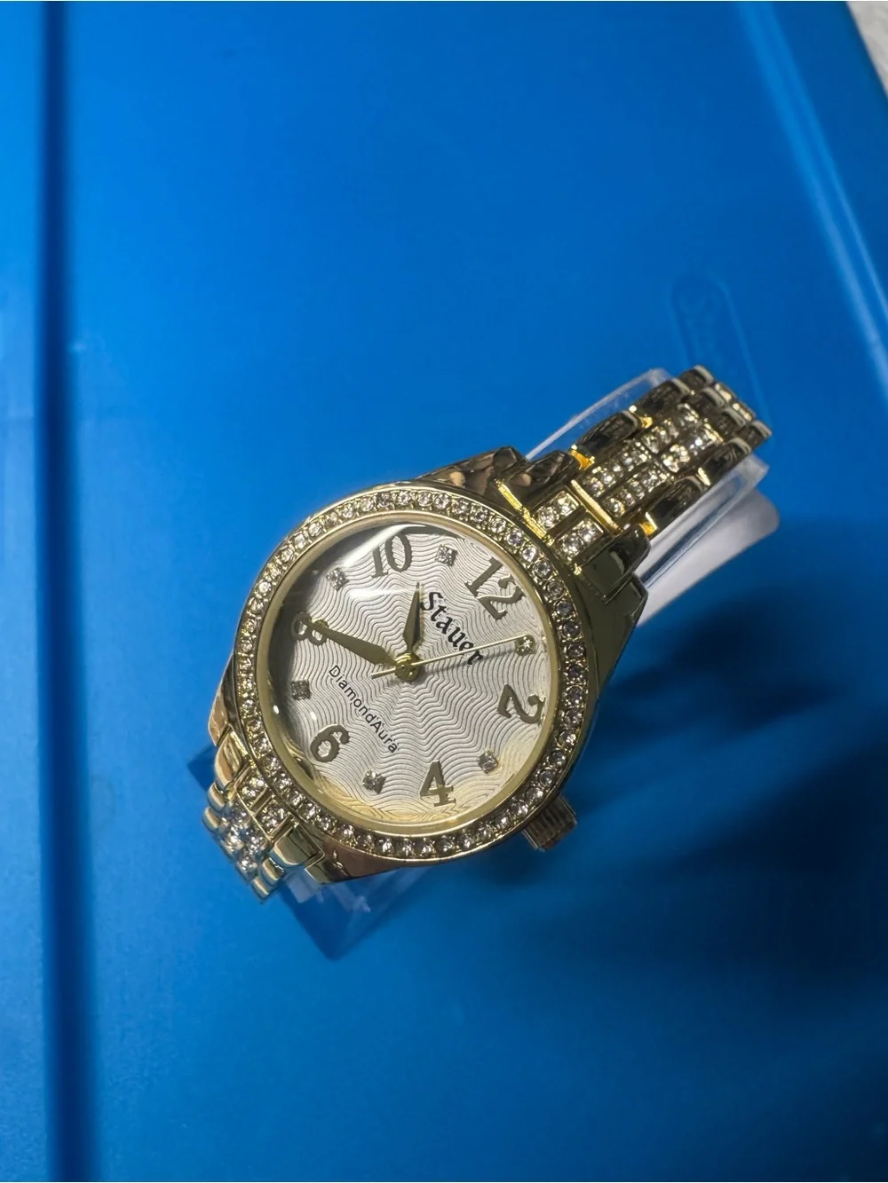 Stauer DiamondAura Women's Gold-Tone Crystal Watch - Gold